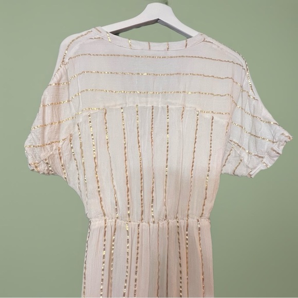 Goddess Vibes Ivory Gold Striped Dolman Sleeve Maxi Dress - Picture 8 of 9